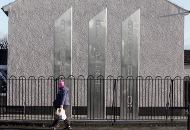 The new sculpture replacing the old Oliver Cromwell mural on Shankill Parade
